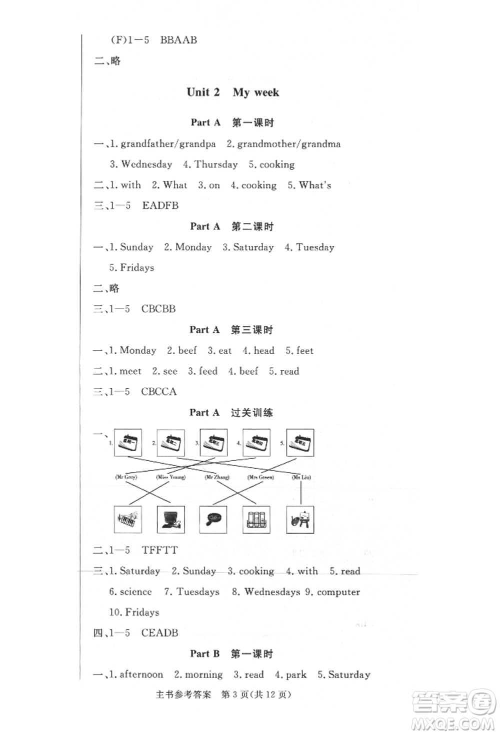 西安出版社2021狀元坊全程突破導(dǎo)練測五年級英語上冊人教版佛山專版參考答案