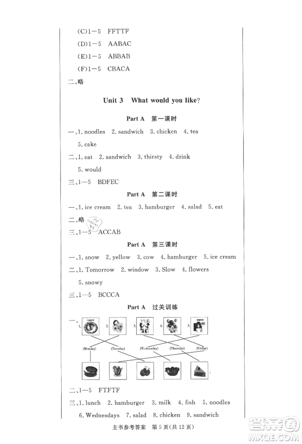 西安出版社2021狀元坊全程突破導(dǎo)練測五年級英語上冊人教版佛山專版參考答案