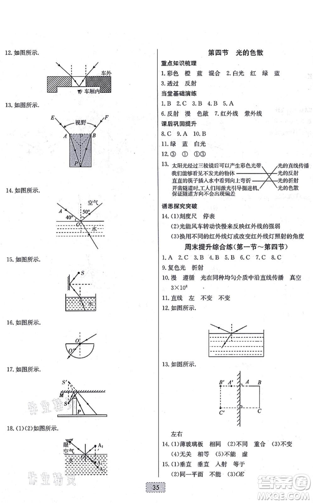 遼寧少年兒童出版社2021練重點(diǎn)八年級物理上冊HK滬科版河南專版答案