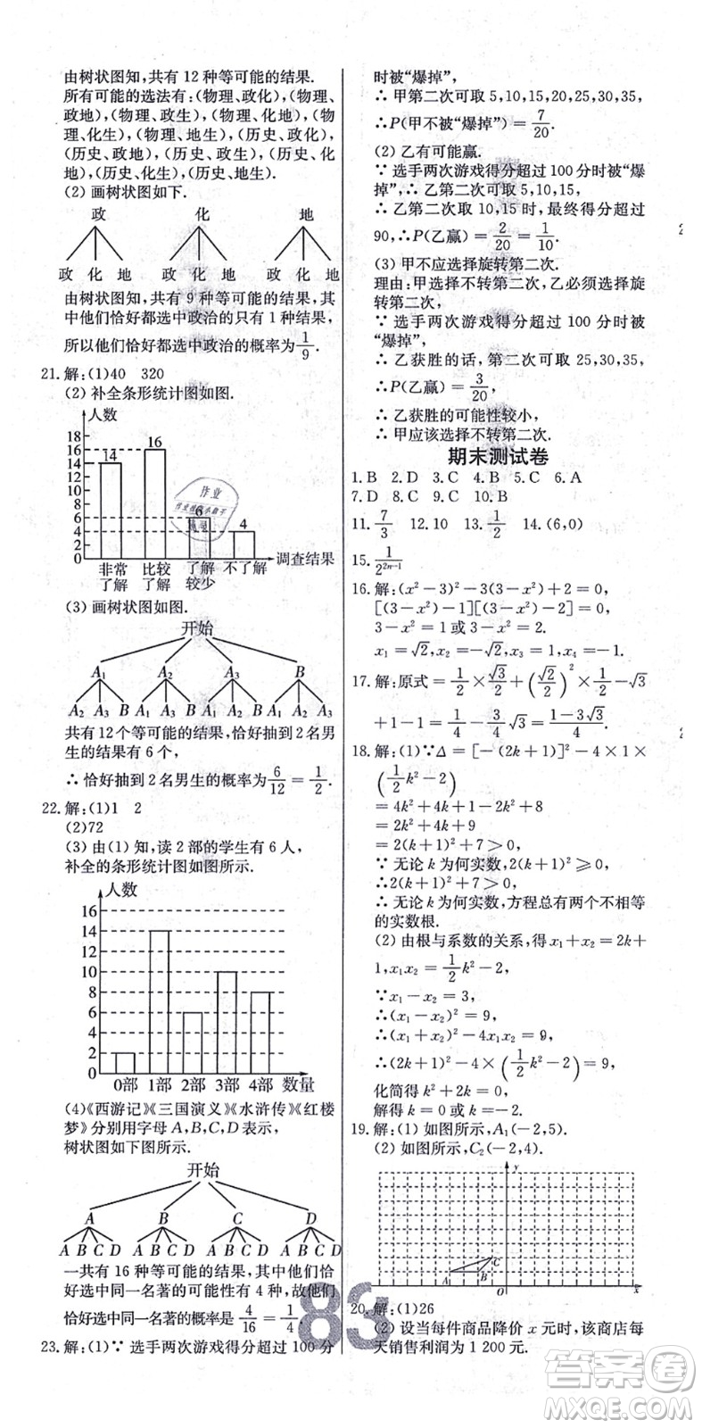 遼寧少年兒童出版社2021練重點(diǎn)九年級(jí)數(shù)學(xué)上冊(cè)HS華師版河南專版答案