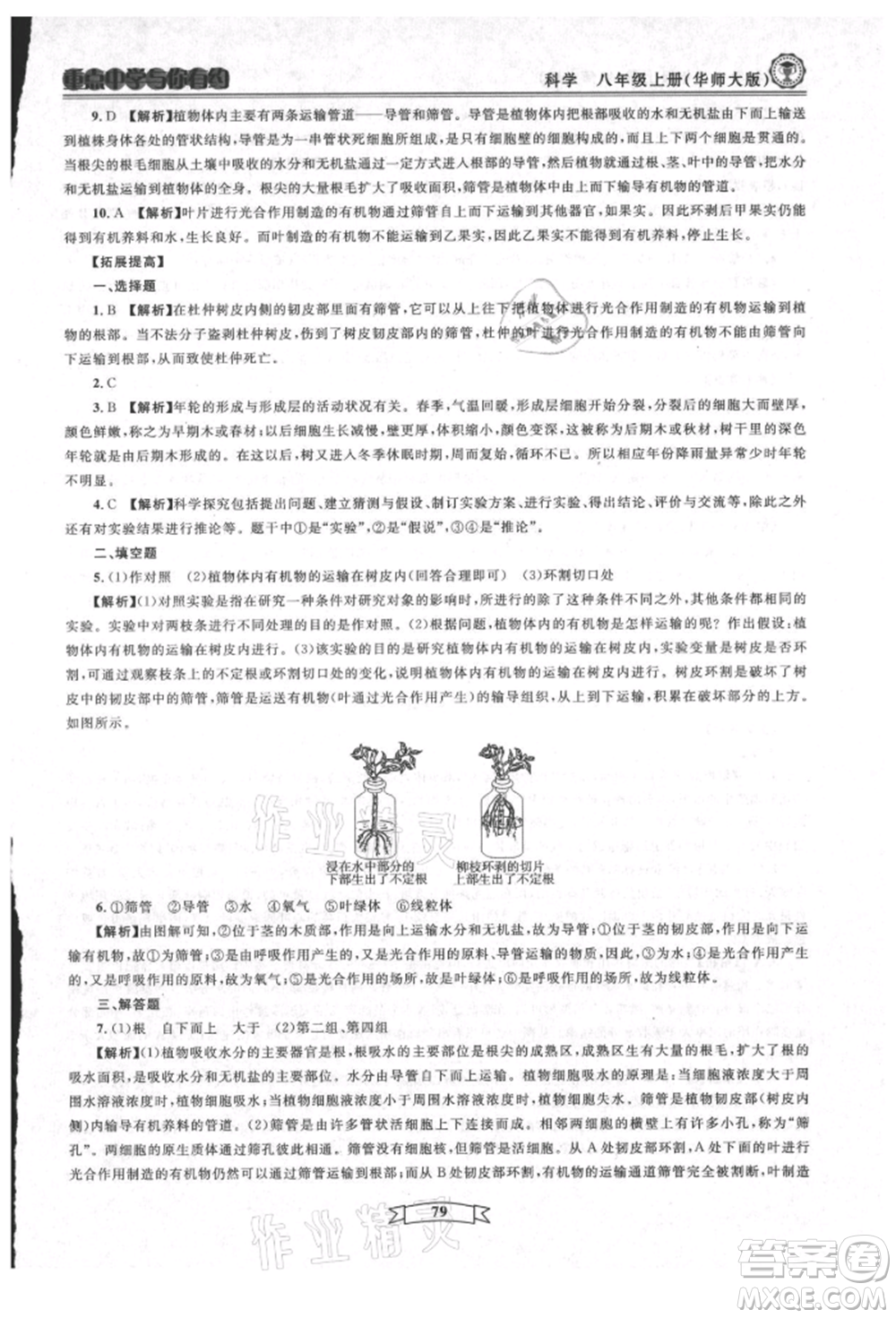 天津科學(xué)技術(shù)出版社2021重點中學(xué)與你有約八年級科學(xué)上冊華師大版參考答案