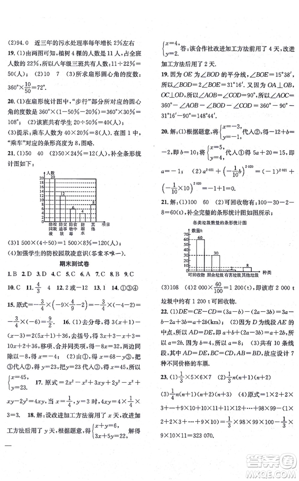 團(tuán)結(jié)出版社2021體驗(yàn)型學(xué)案七年級(jí)數(shù)學(xué)上冊(cè)H滬科版答案