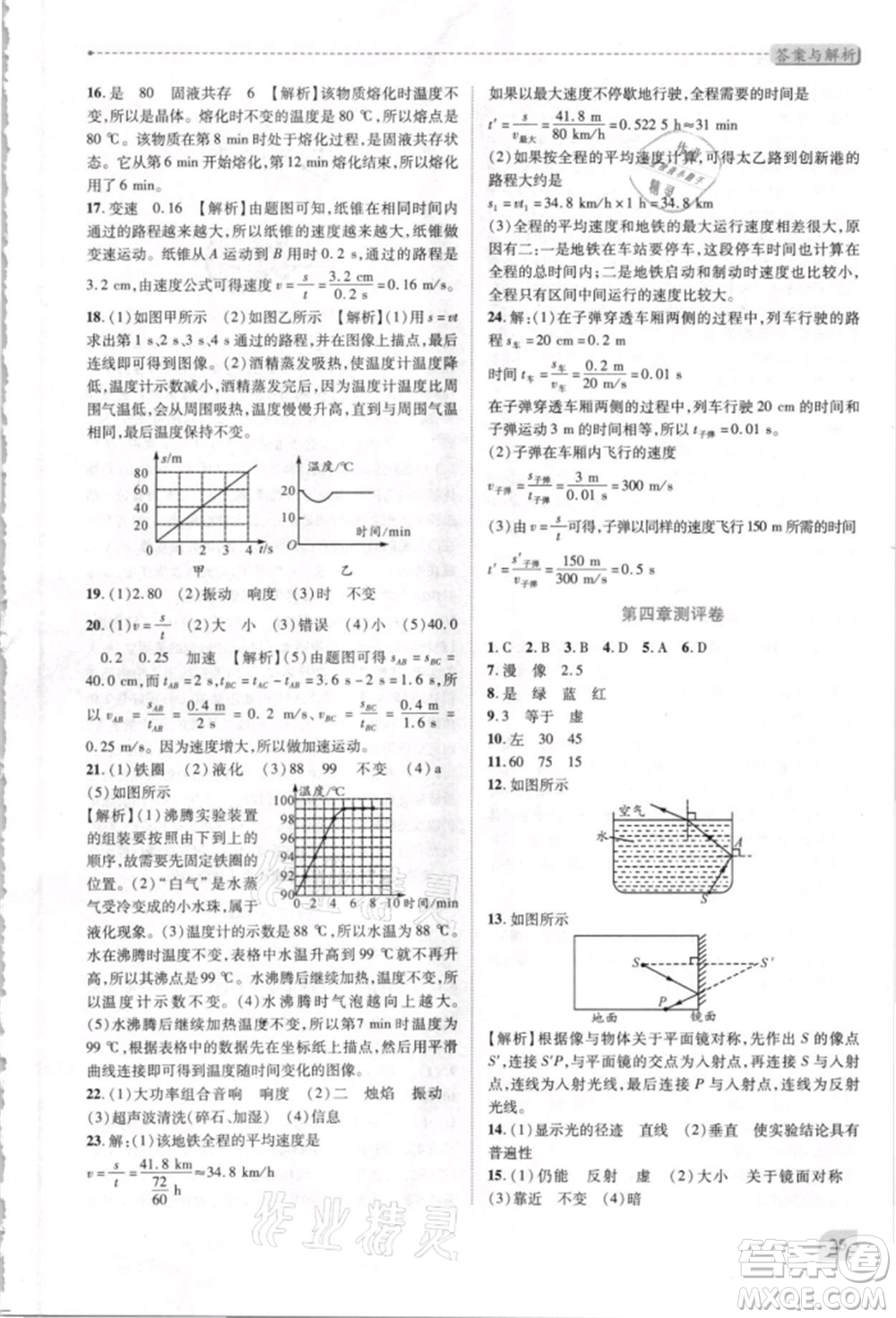 人民教育出版社2021新課標(biāo)教材同步導(dǎo)練八年級(jí)物理上冊(cè)人教版參考答案