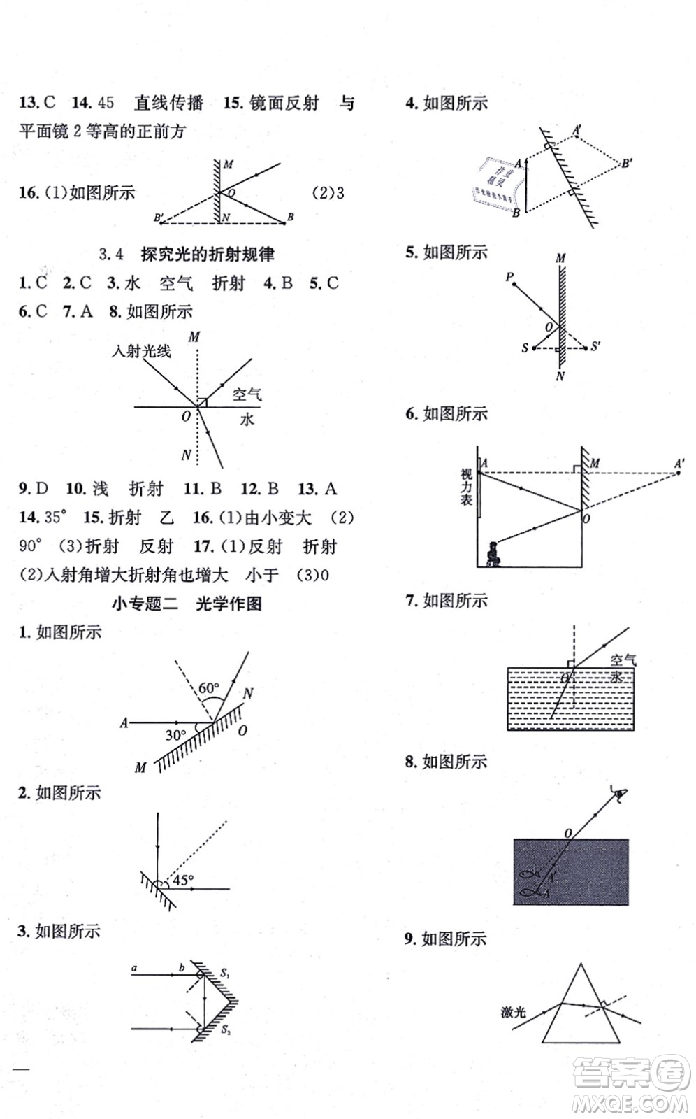 團(tuán)結(jié)出版社2021體驗(yàn)型學(xué)案八年級(jí)物理上冊(cè)Y滬粵版答案