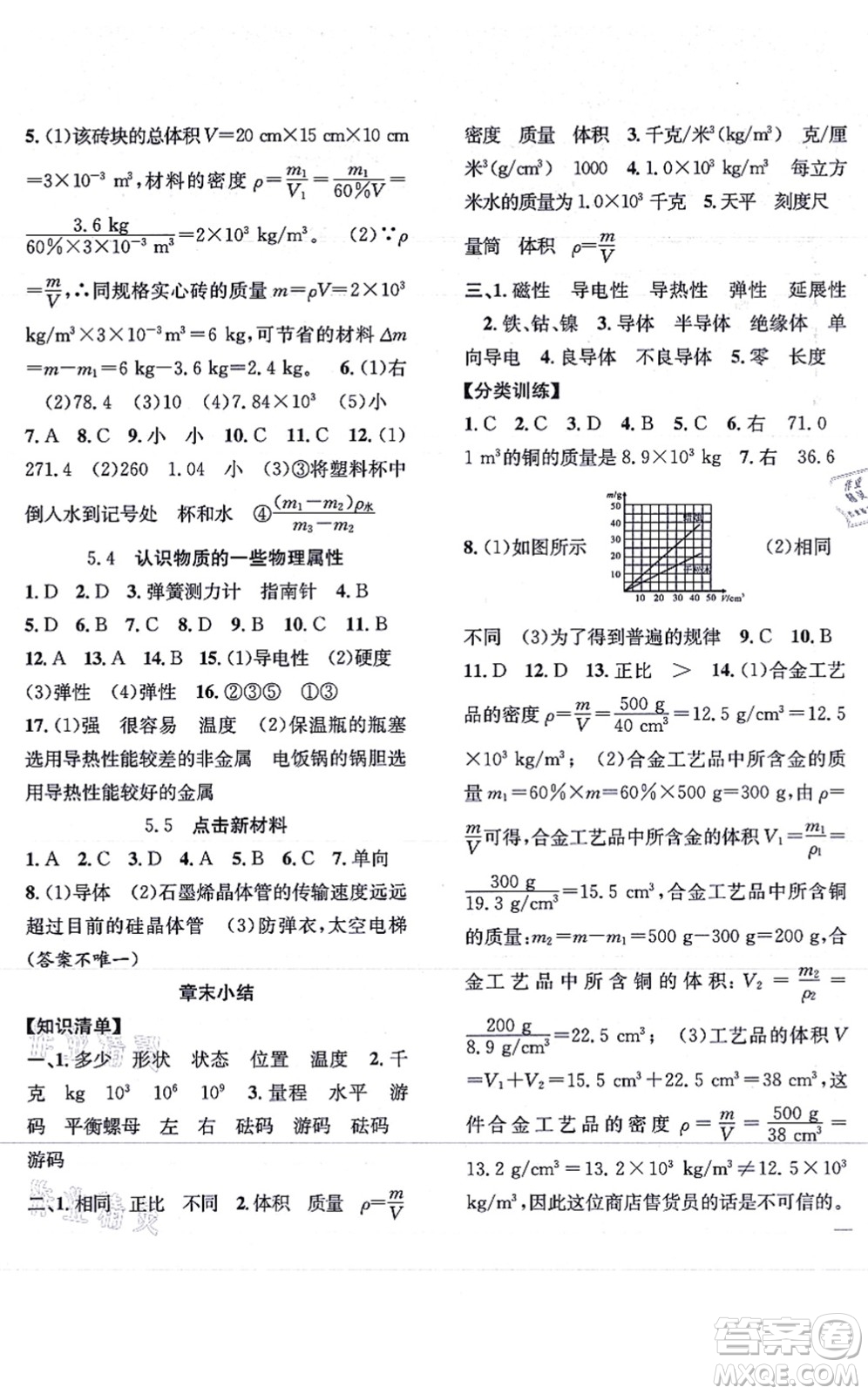 團(tuán)結(jié)出版社2021體驗(yàn)型學(xué)案八年級(jí)物理上冊(cè)Y滬粵版答案