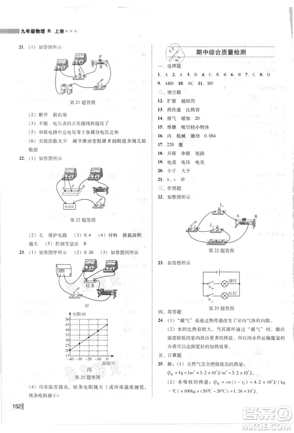 北方婦女兒童出版社2021勝券在握遼寧作業(yè)分層培優(yōu)學(xué)案九年級(jí)物理上冊(cè)人教版參考答案