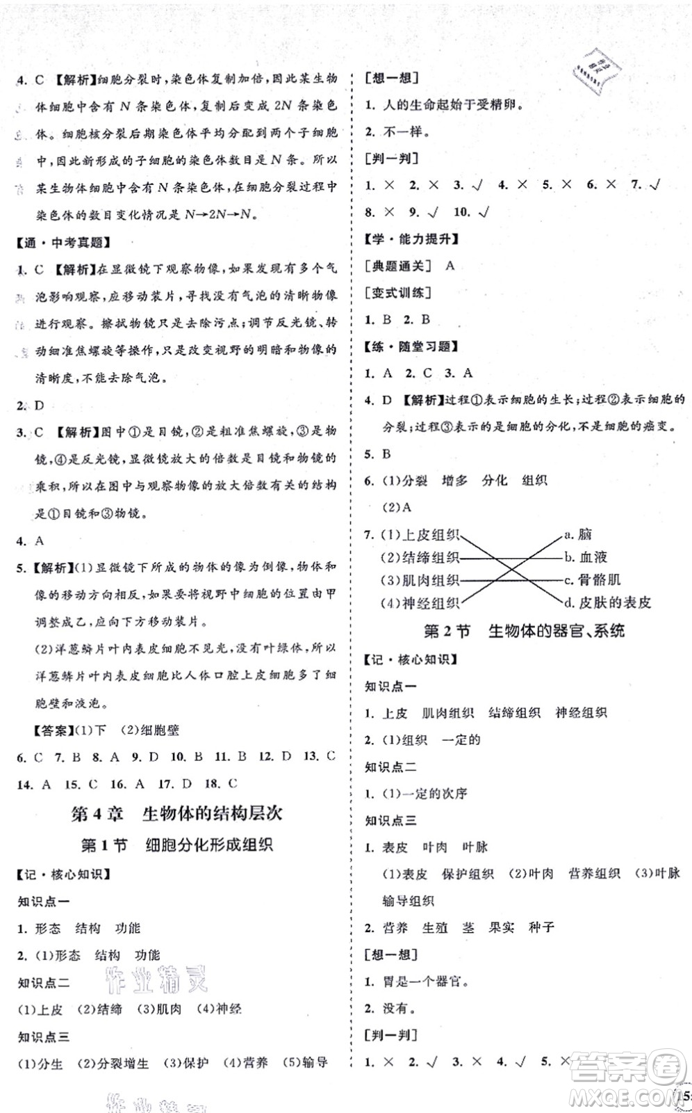 海南出版社2021新課程同步練習(xí)冊(cè)七年級(jí)生物上冊(cè)北師大版答案