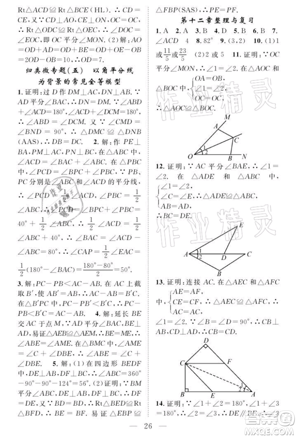 長江少年兒童出版社2021優(yōu)質(zhì)課堂導(dǎo)學(xué)案八年級(jí)上冊(cè)數(shù)學(xué)人教版B課后作業(yè)參考答案