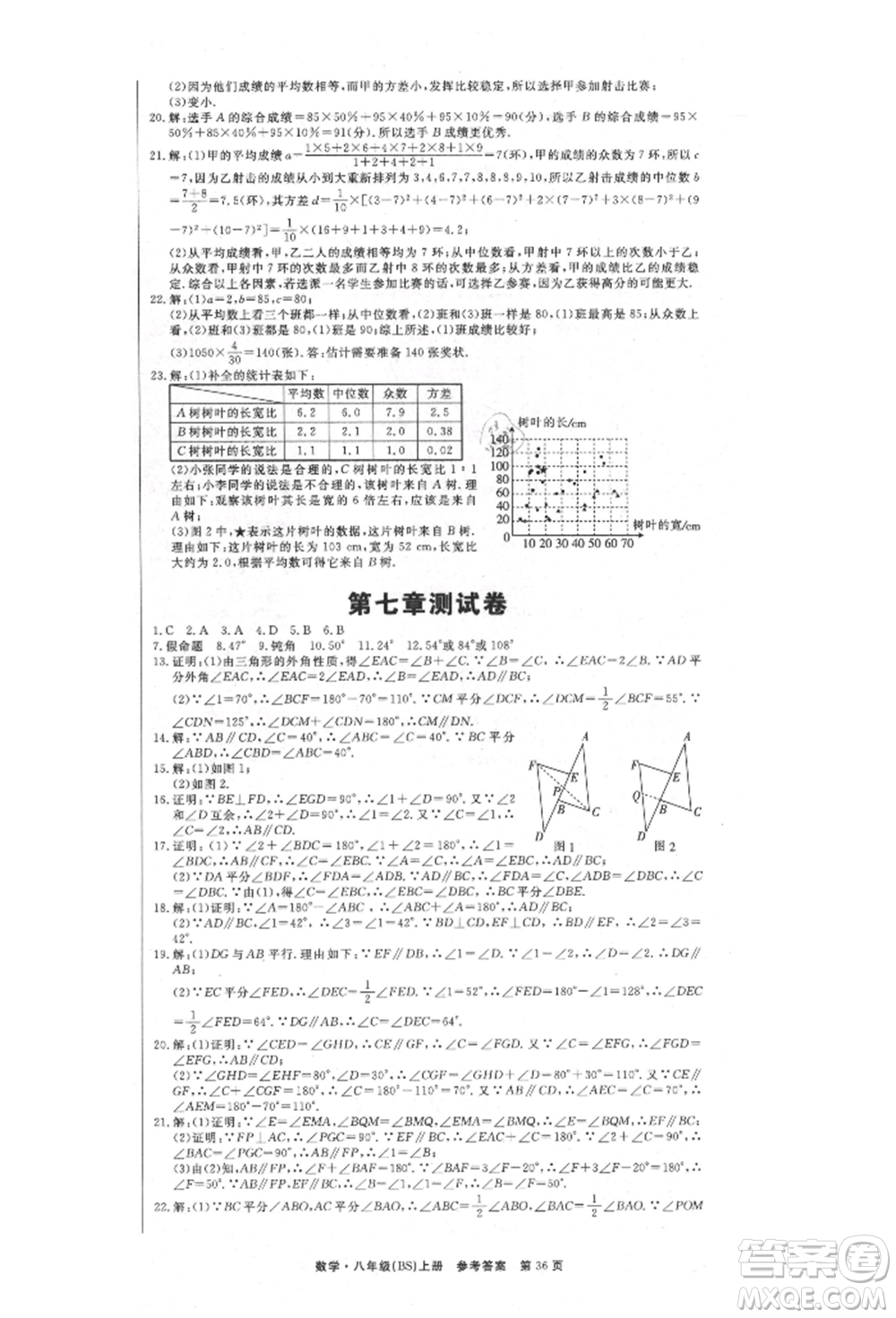 東方出版社2021贏在新課堂八年級(jí)數(shù)學(xué)上冊(cè)北師大版江西專版參考答案