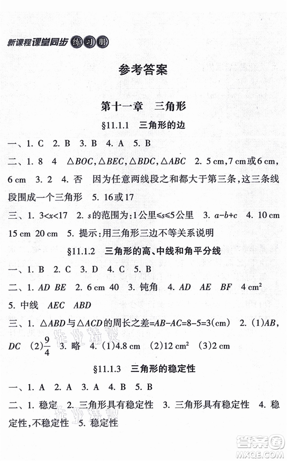 南方出版社2021新課程課堂同步練習冊八年級數(shù)學上冊人教版答案