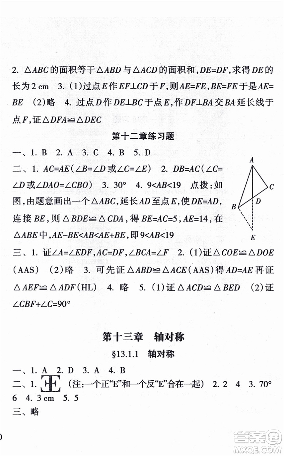 南方出版社2021新課程課堂同步練習冊八年級數(shù)學上冊人教版答案