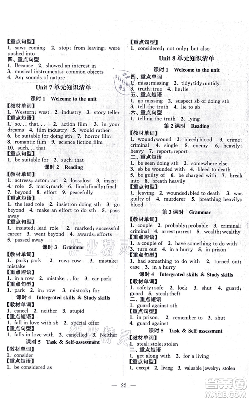 江蘇人民出版社2021創(chuàng)新課時(shí)作業(yè)本九年級(jí)英語(yǔ)上冊(cè)譯林版連云港專版答案