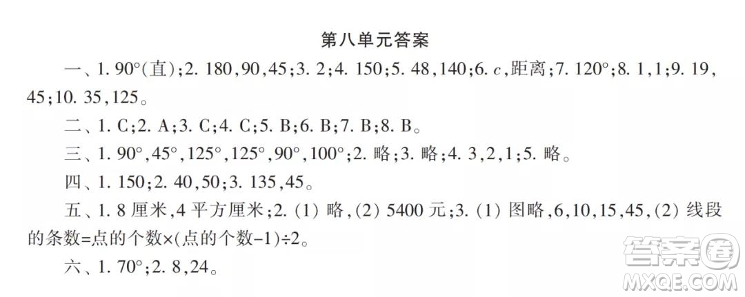 2021年小學(xué)生數(shù)學(xué)報(bào)配套試卷四年級(jí)上冊(cè)第7-8單元測(cè)試卷參考答案