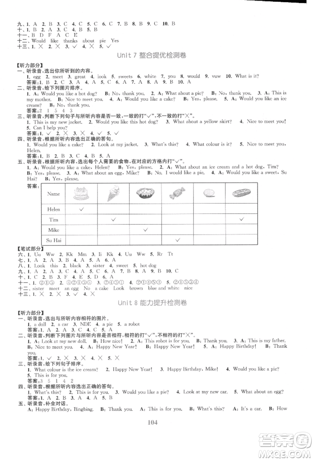 北方婦女兒童出版社2021金色課堂復(fù)習(xí)金卷同步跟蹤大試卷三年級(jí)英語(yǔ)上冊(cè)譯林版參考答案