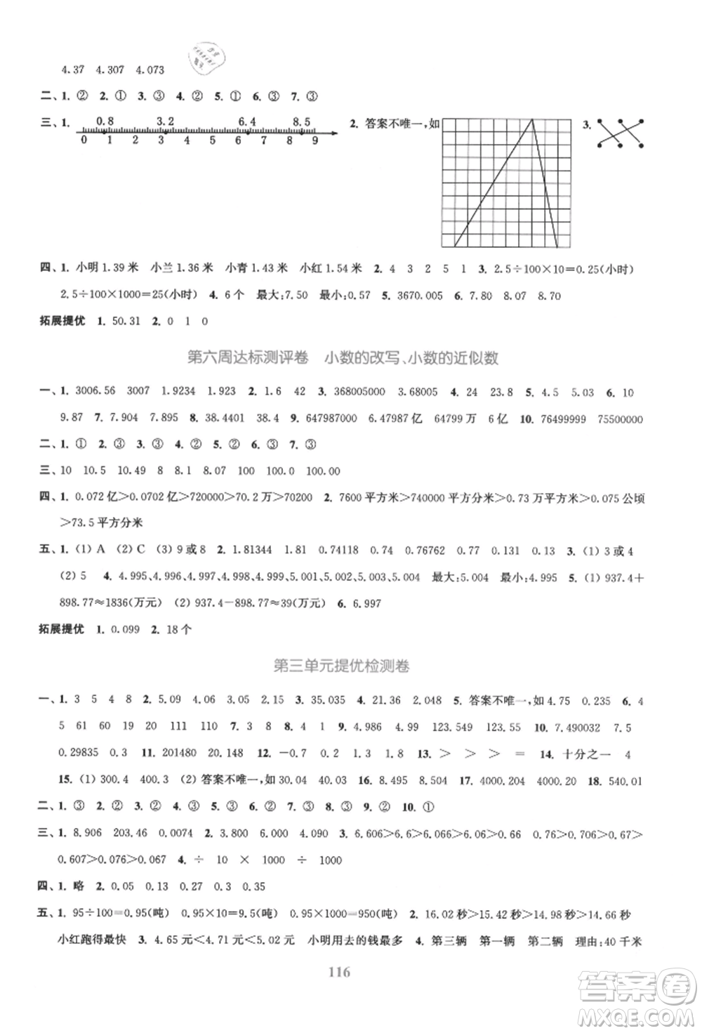 北方婦女兒童出版社2021金色課堂復(fù)習(xí)金卷同步跟蹤大試卷五年級(jí)數(shù)學(xué)上冊(cè)蘇教版參考答案