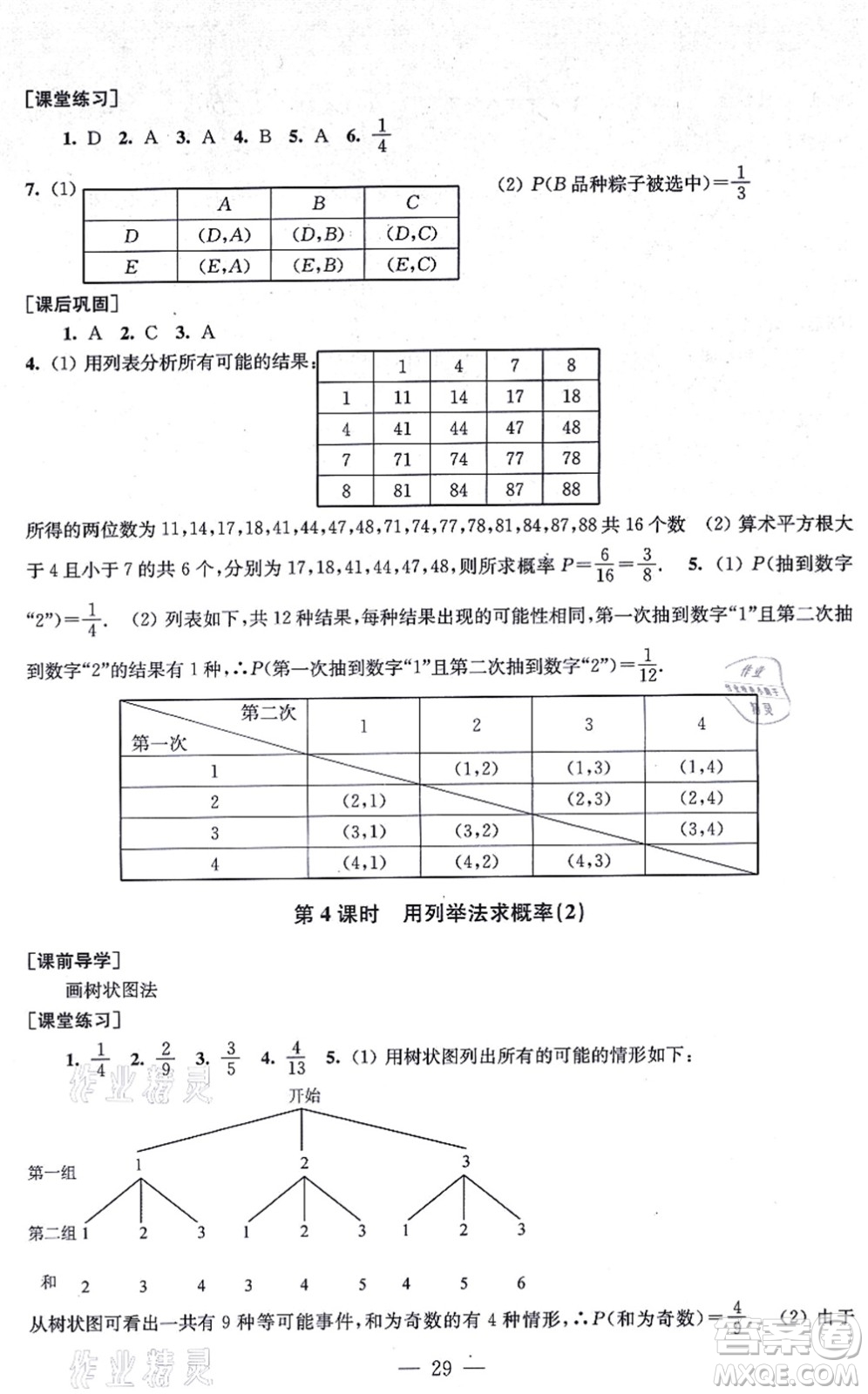 江蘇鳳凰美術(shù)出版社2021創(chuàng)新課時作業(yè)九年級數(shù)學(xué)上冊新課標(biāo)全國版答案