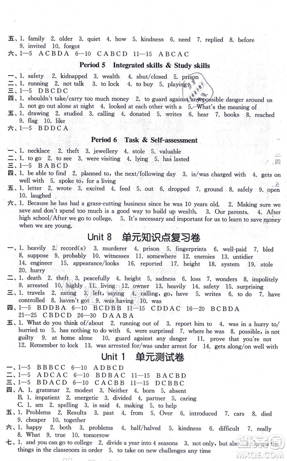 江蘇鳳凰美術(shù)出版社2021創(chuàng)新課時作業(yè)九年級英語上冊新課標(biāo)江蘇版答案