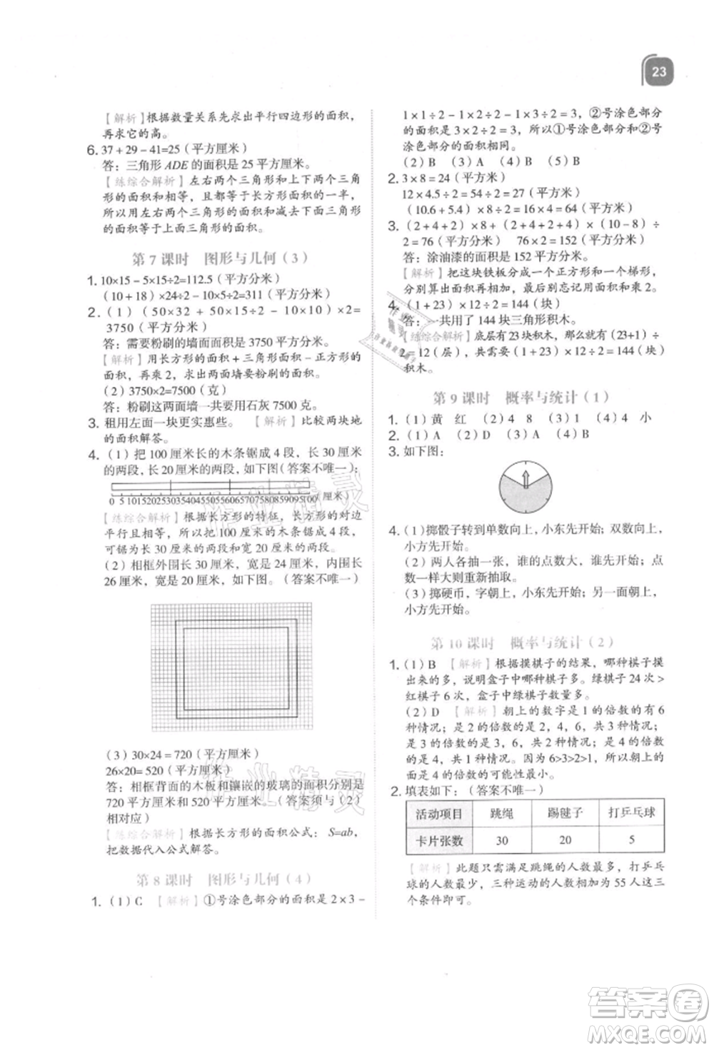 浙江教育出版社2021新東方優(yōu)學練五年級數(shù)學上冊人教版參考答案