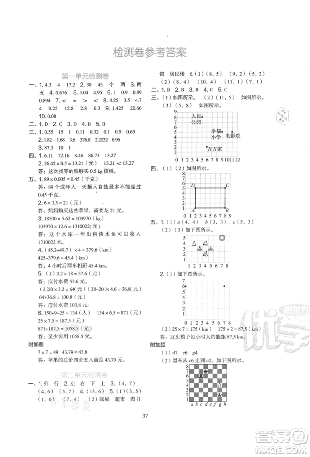 浙江教育出版社2021新東方優(yōu)學練五年級數(shù)學上冊人教版參考答案