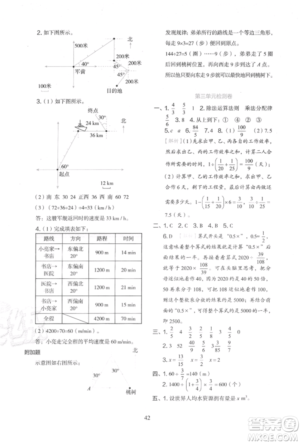 浙江教育出版社2021新東方優(yōu)學練六年級數(shù)學上冊人教版參考答案