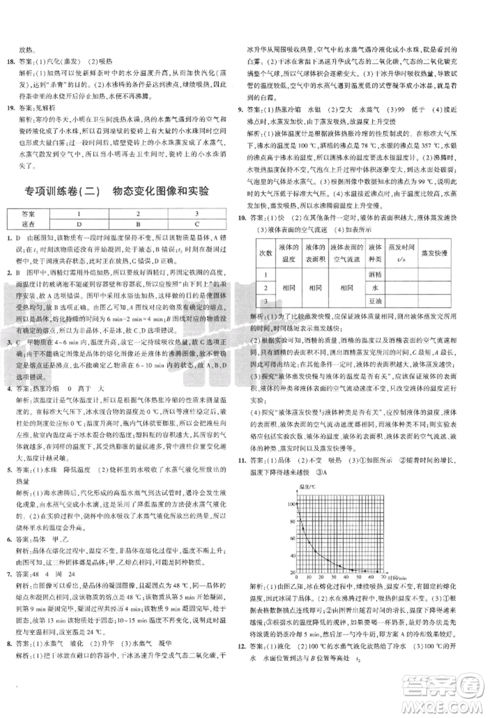 教育科學(xué)出版社2021年5年中考3年模擬初中試卷八年級物理上冊人教版參考答案