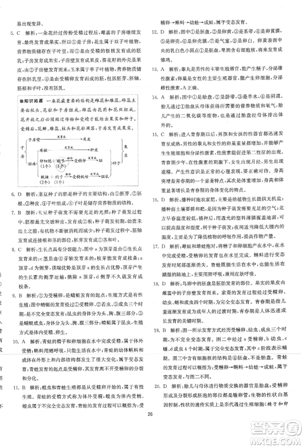 江蘇人民出版社2021年1課3練單元達標測試八年級生物上冊蘇科版參考答案