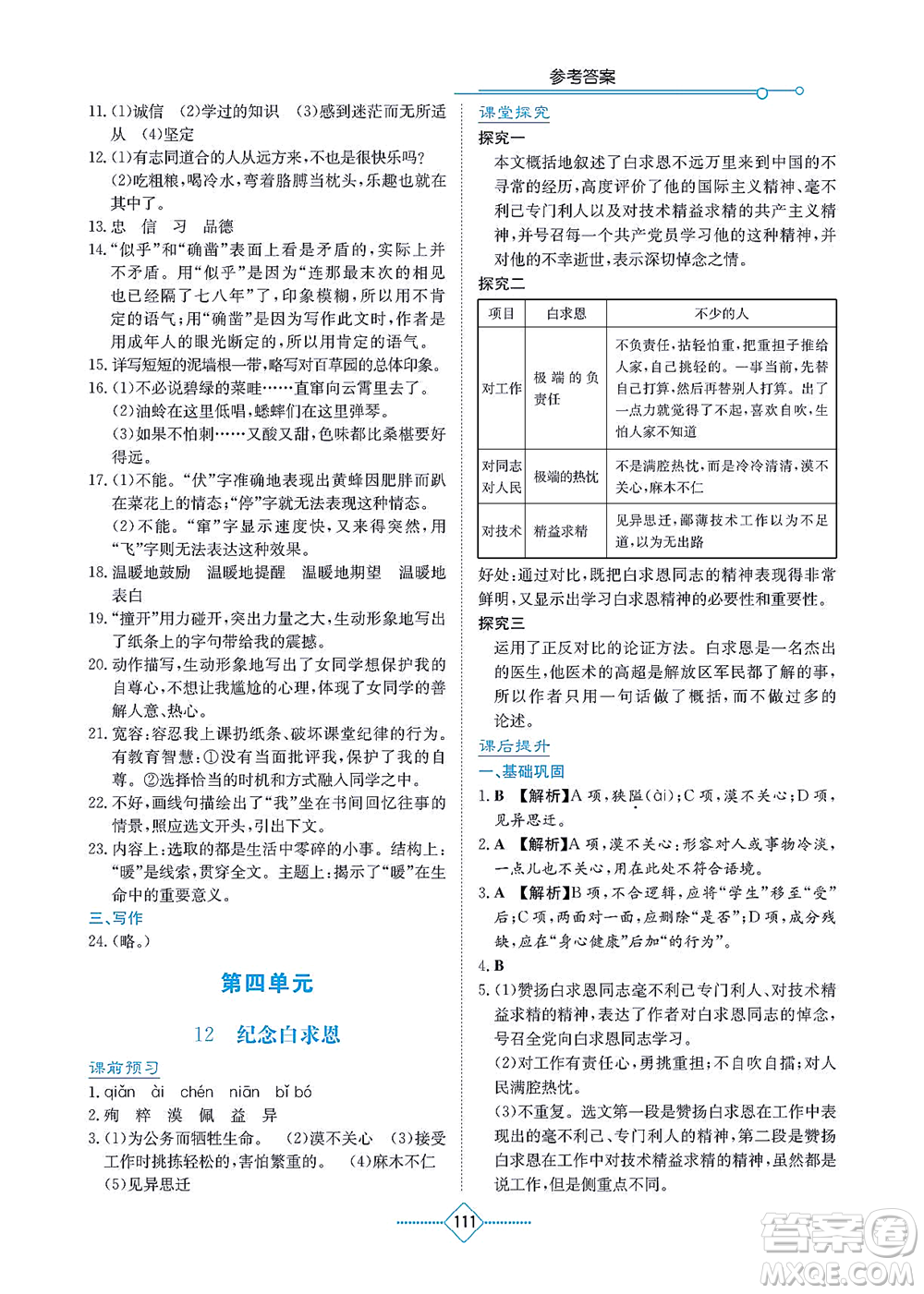 湖南教育出版社2021學(xué)法大視野七年級(jí)語(yǔ)文上冊(cè)人教版答案