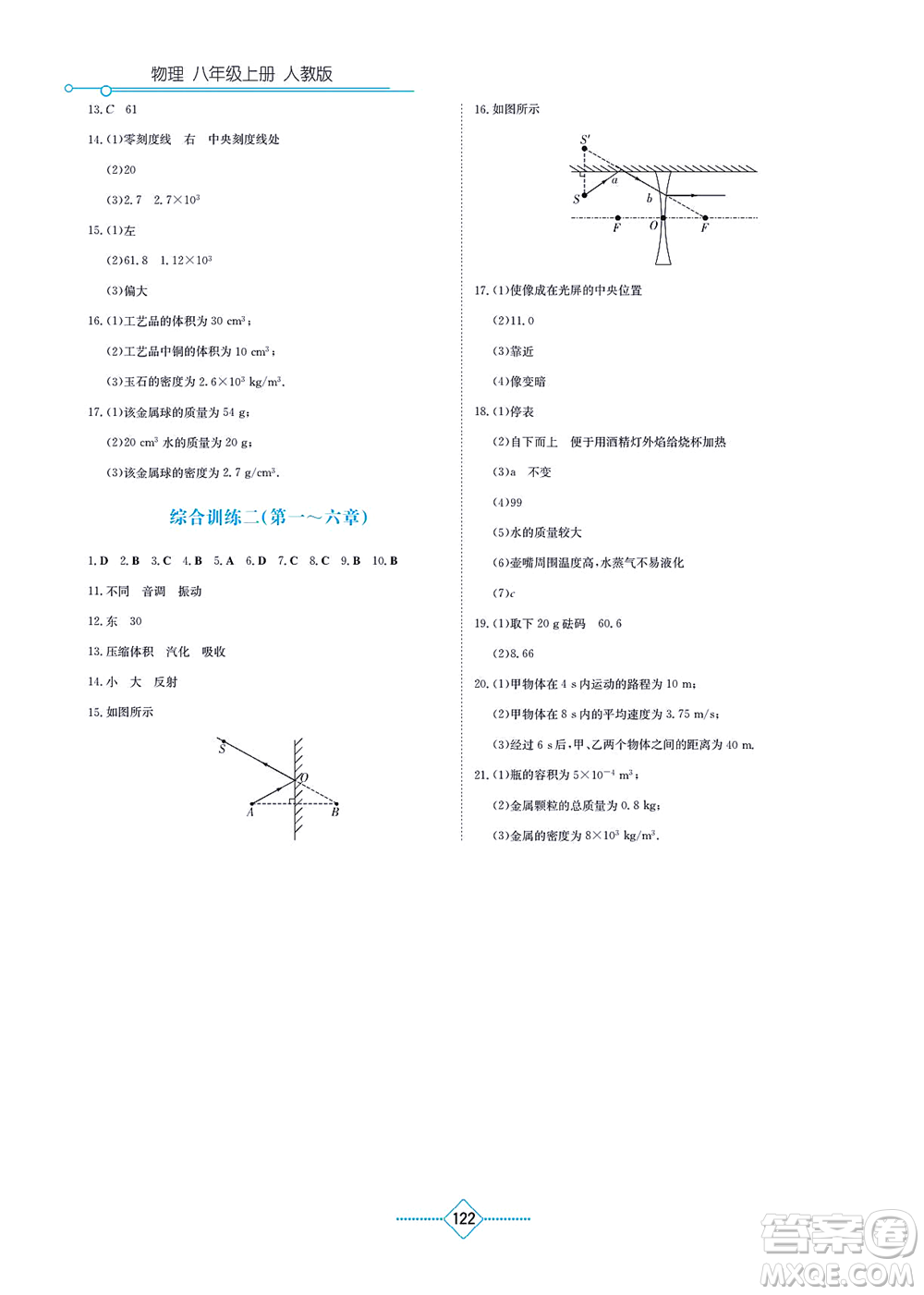 湖南教育出版社2021學(xué)法大視野八年級(jí)物理上冊(cè)人教版答案