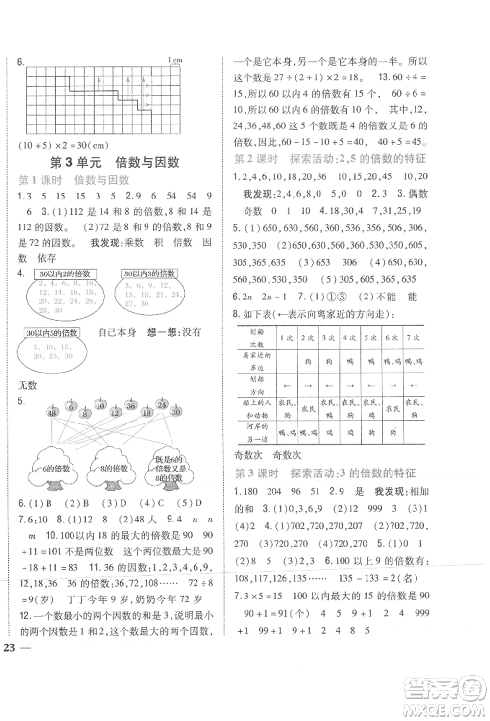 吉林人民出版社2021小學(xué)題幫五年級數(shù)學(xué)上冊北師大版參考答案