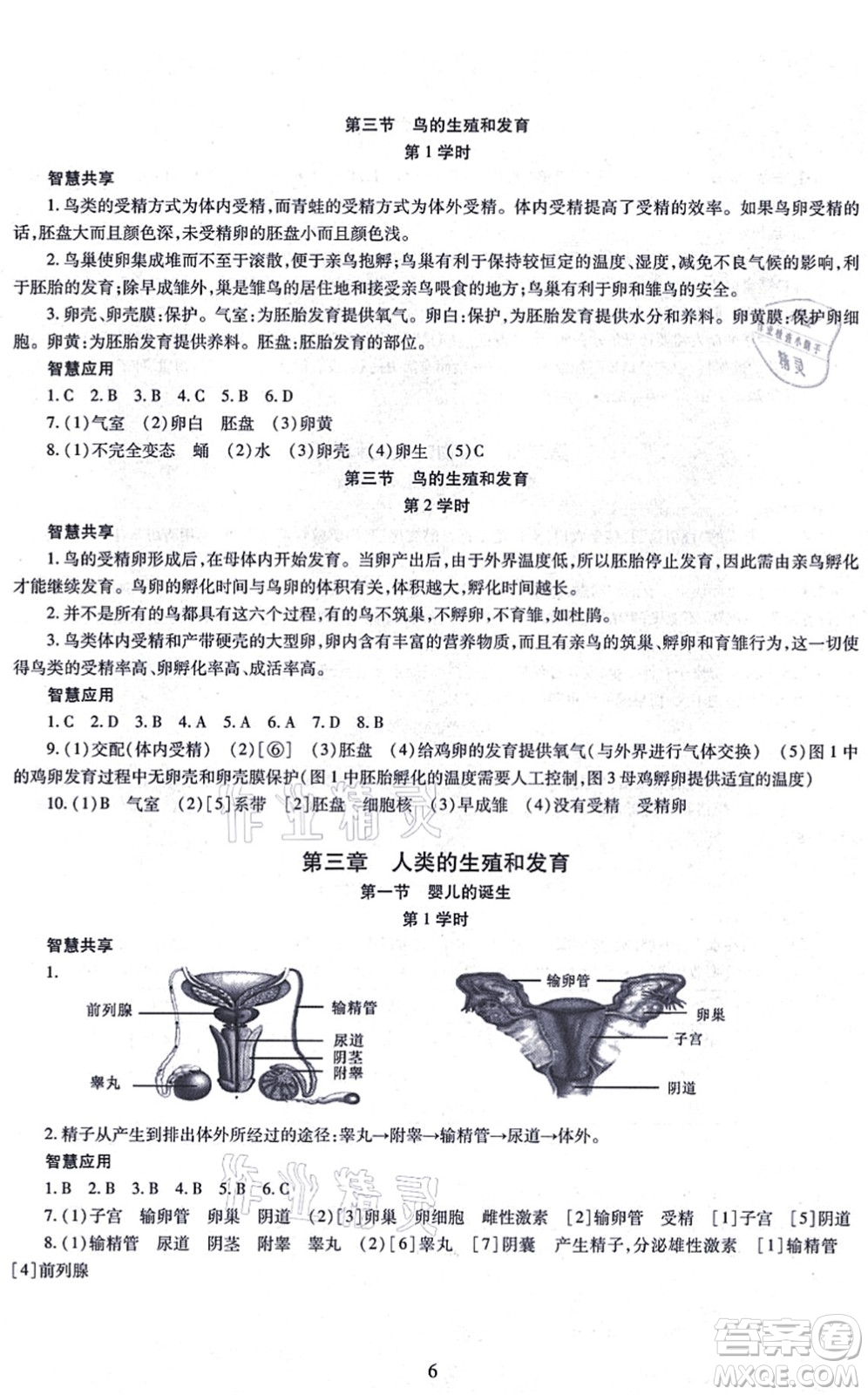 明天出版社2021智慧學習導學練八年級生物全一冊人教版答案