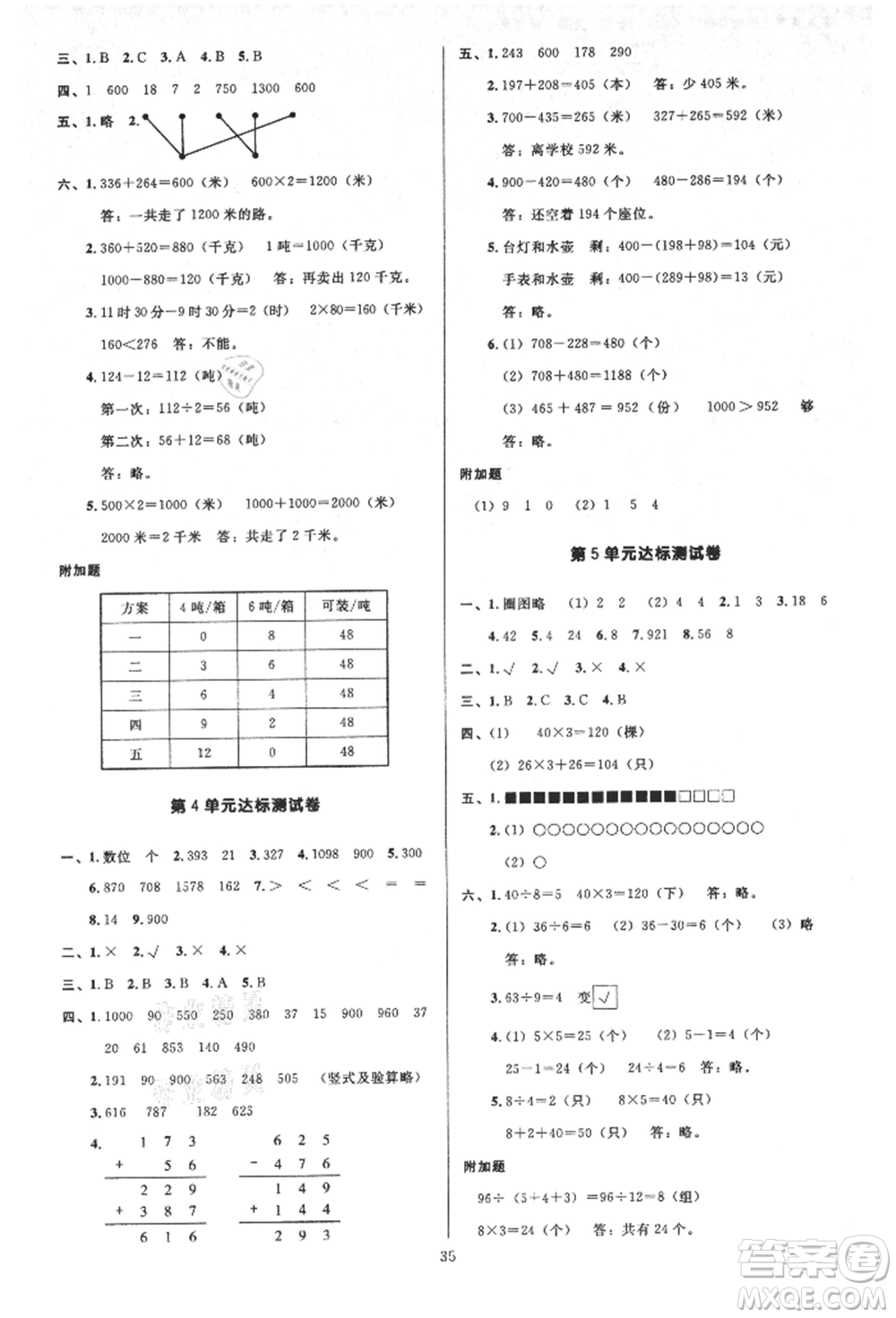 二十一世紀(jì)出版社集團(tuán)2021多A課堂課時(shí)廣東作業(yè)本三年級(jí)上冊(cè)數(shù)學(xué)人教版參考答案