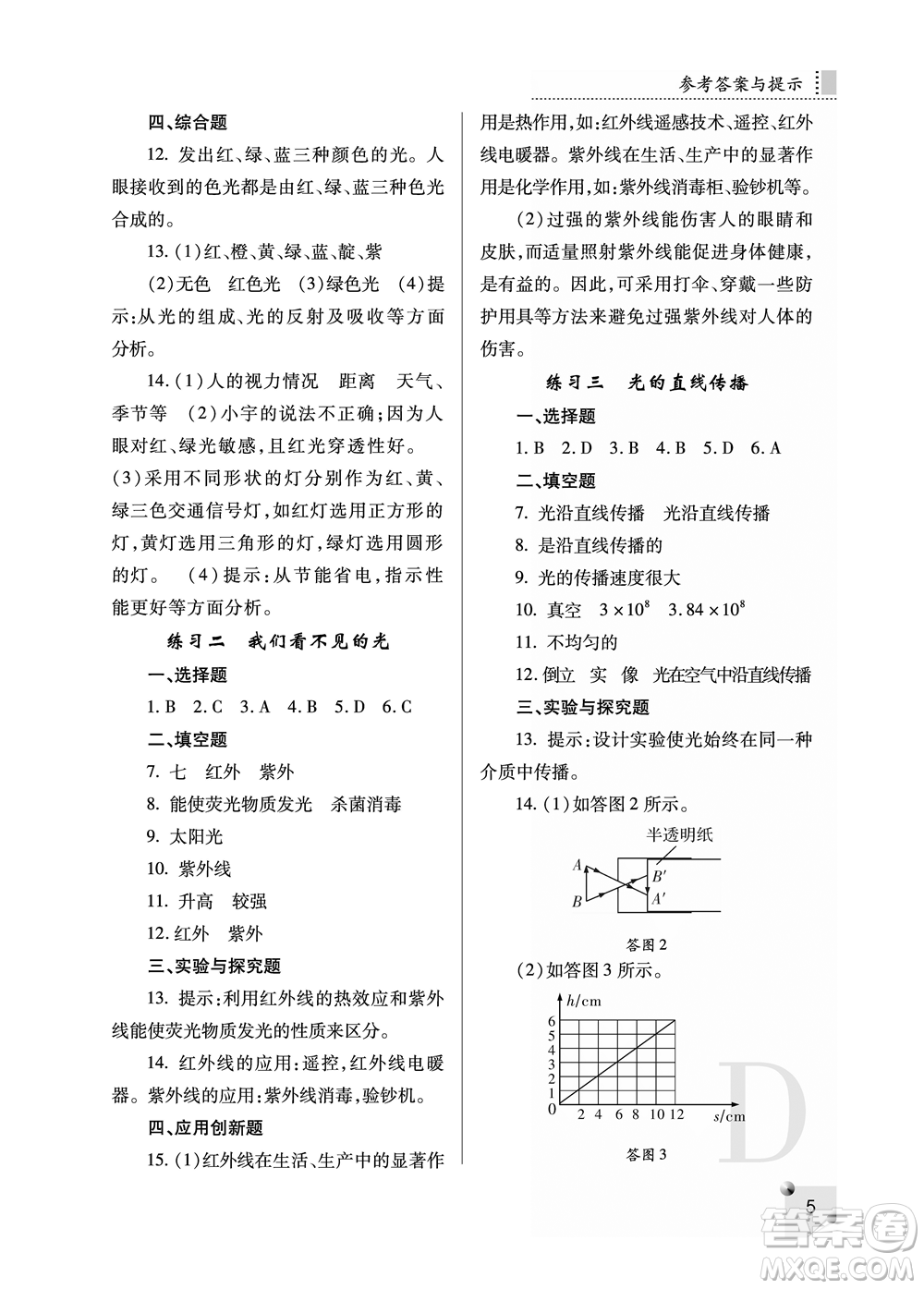 陜西人民教育出版社2021課堂練習(xí)冊八年級物理上冊D蘇科版答案