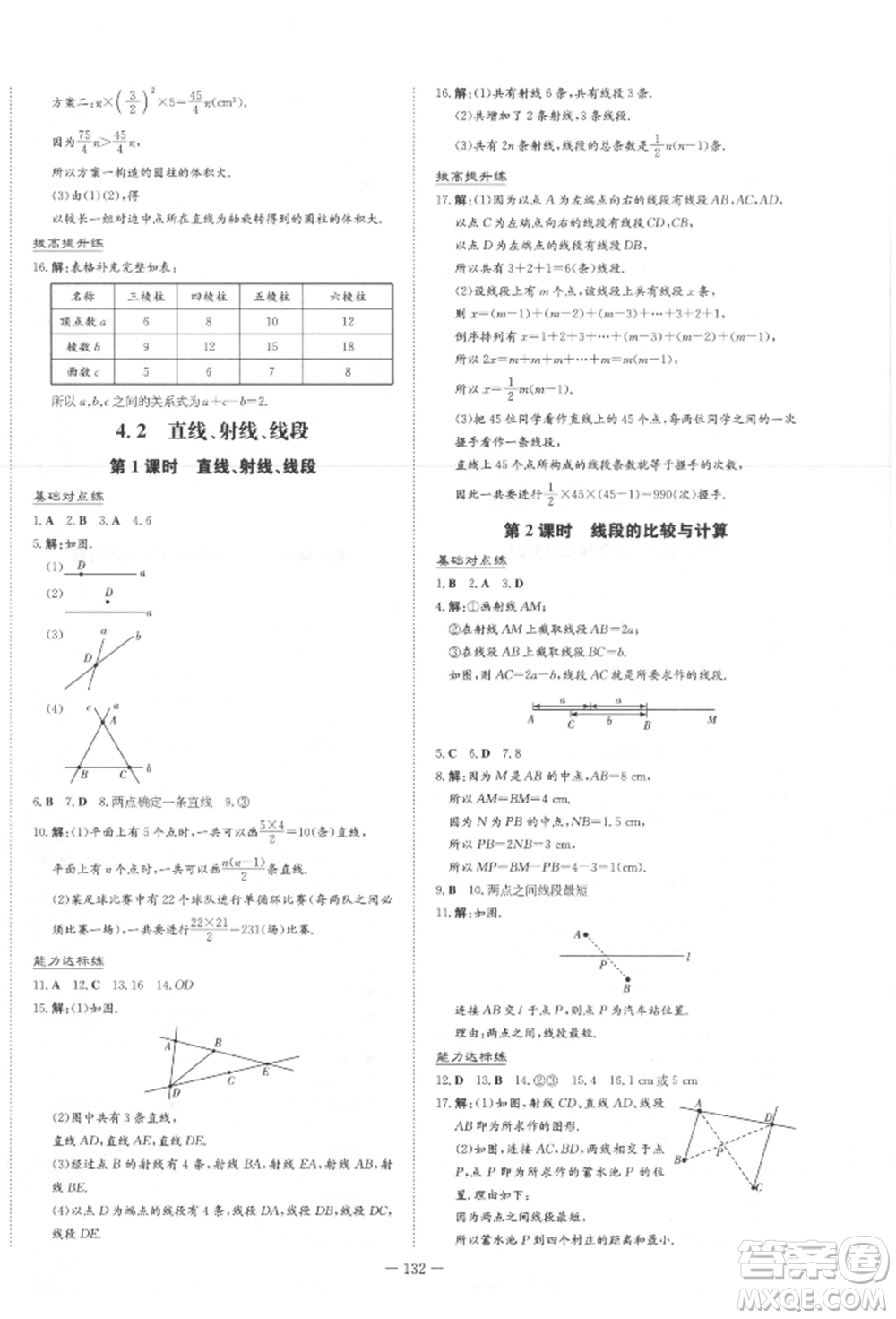 吉林教育出版社2021練案課時作業(yè)本七年級數(shù)學(xué)上冊人教版參考答案