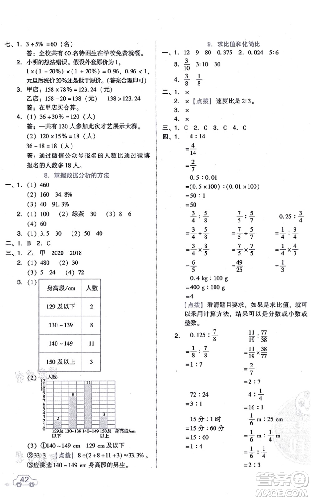 安徽教育出版社2021榮德基好卷六年級數(shù)學(xué)上冊BS北師版答案