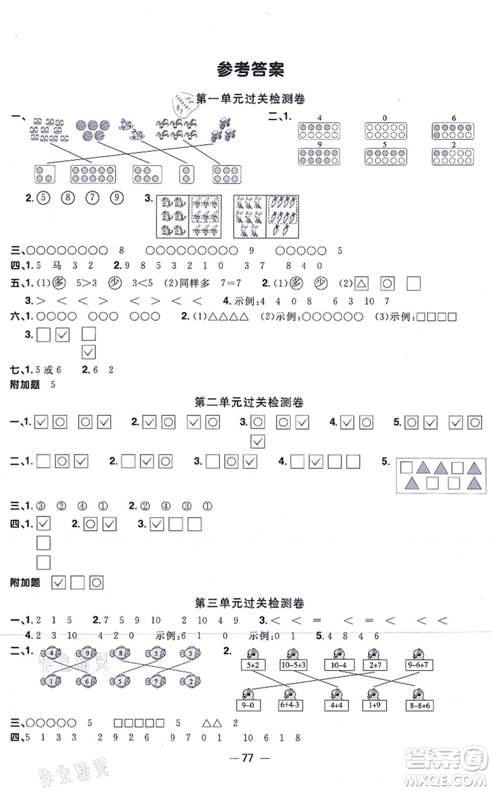 江西教育出版社2021陽(yáng)光同學(xué)一線名師全優(yōu)好卷一年級(jí)數(shù)學(xué)上冊(cè)BS北師版答案