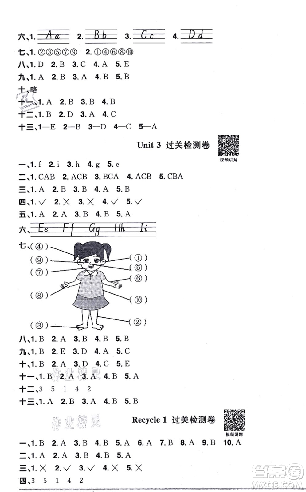 江西教育出版社2021陽光同學一線名師全優(yōu)好卷三年級英語上冊PEP版答案