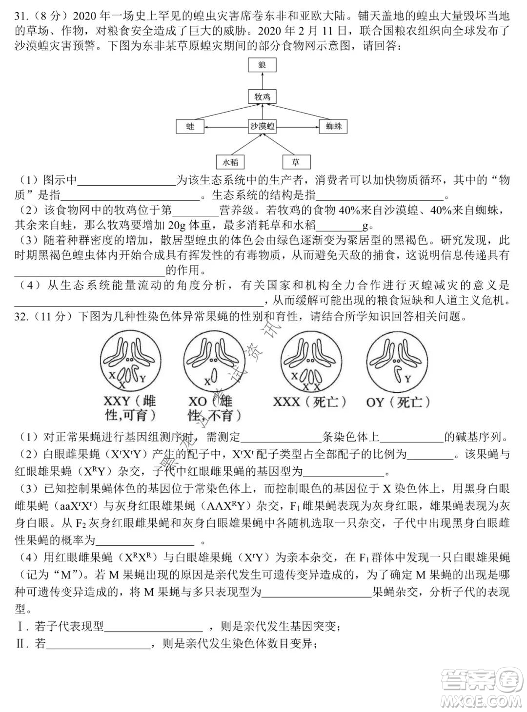 哈爾濱市第九中學(xué)2021-2022學(xué)年度上學(xué)期期末考試高三理科綜合試題及答案