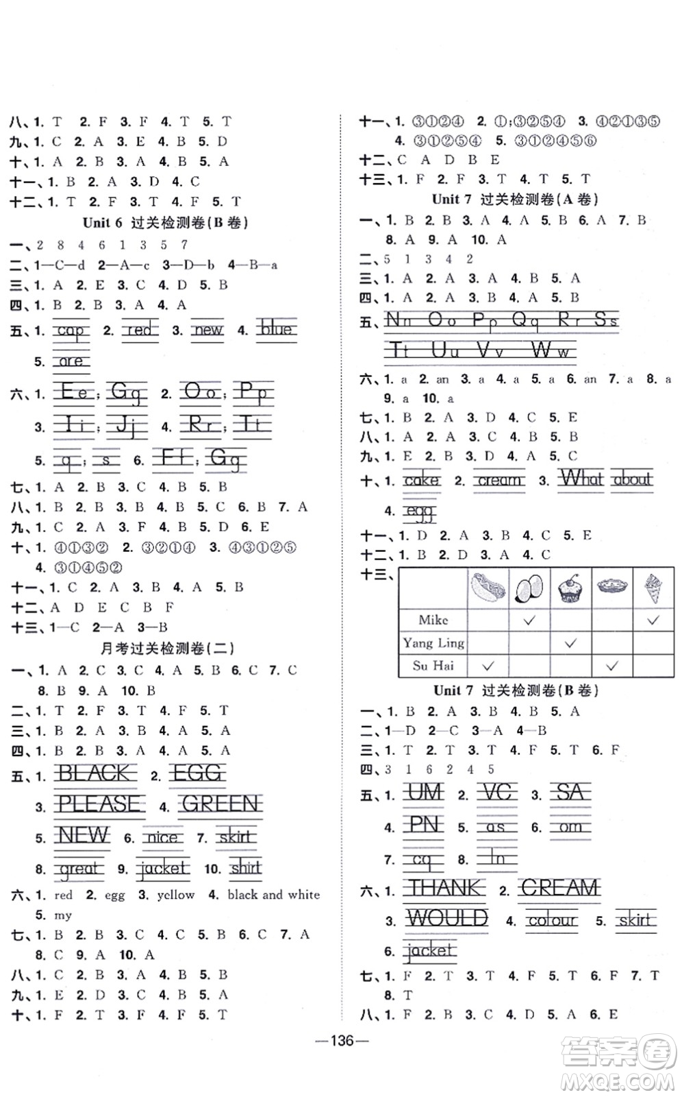 江西教育出版社2021陽光同學(xué)一線名師全優(yōu)好卷三年級(jí)英語上冊(cè)YL譯林版答案