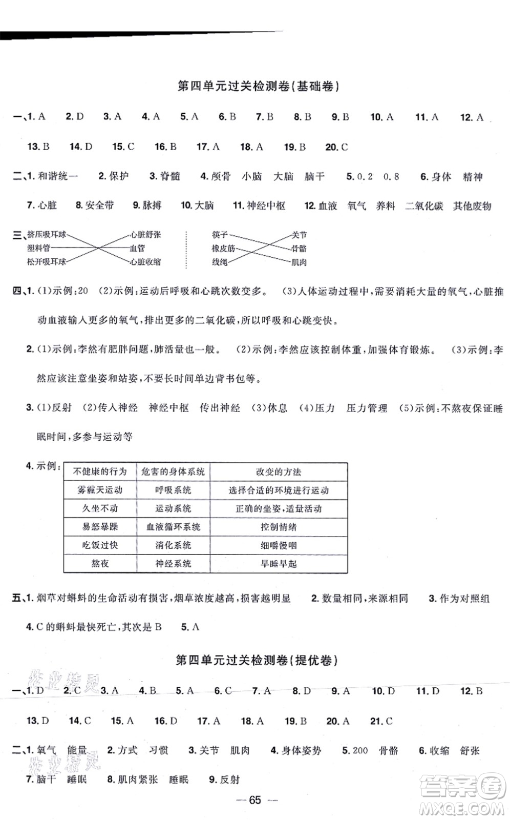 江西教育出版社2021陽(yáng)光同學(xué)一線名師全優(yōu)好卷五年級(jí)科學(xué)上冊(cè)JK教科版答案