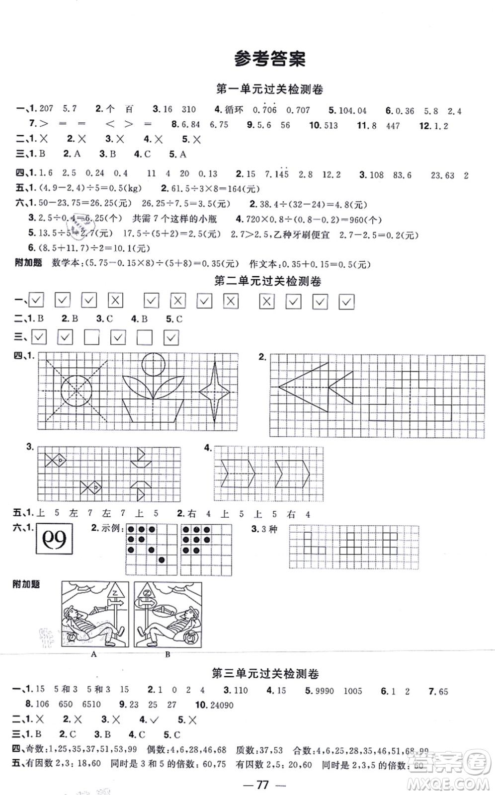 江西教育出版社2021陽光同學(xué)一線名師全優(yōu)好卷五年級數(shù)學(xué)上冊BS北師版答案