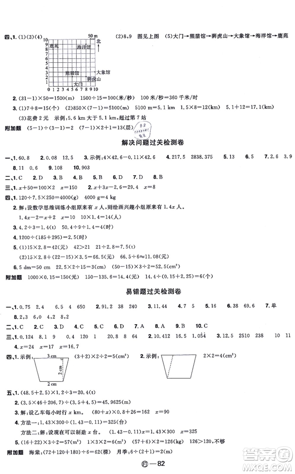 福建少年兒童出版社2021陽(yáng)光同學(xué)一線名師全優(yōu)好卷五年級(jí)數(shù)學(xué)上冊(cè)RJ人教版福建專(zhuān)版答案