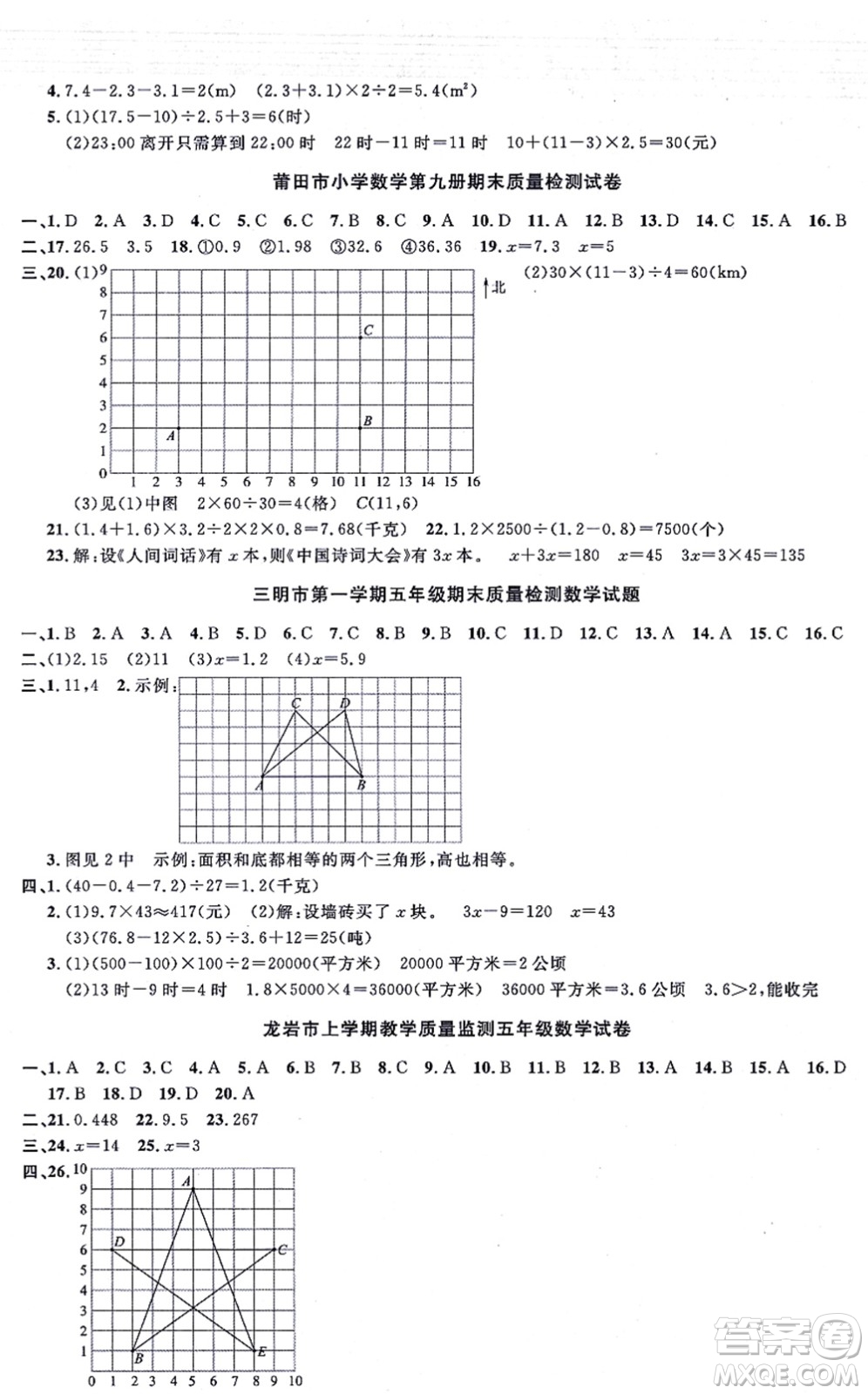 福建少年兒童出版社2021陽(yáng)光同學(xué)一線名師全優(yōu)好卷五年級(jí)數(shù)學(xué)上冊(cè)RJ人教版福建專(zhuān)版答案