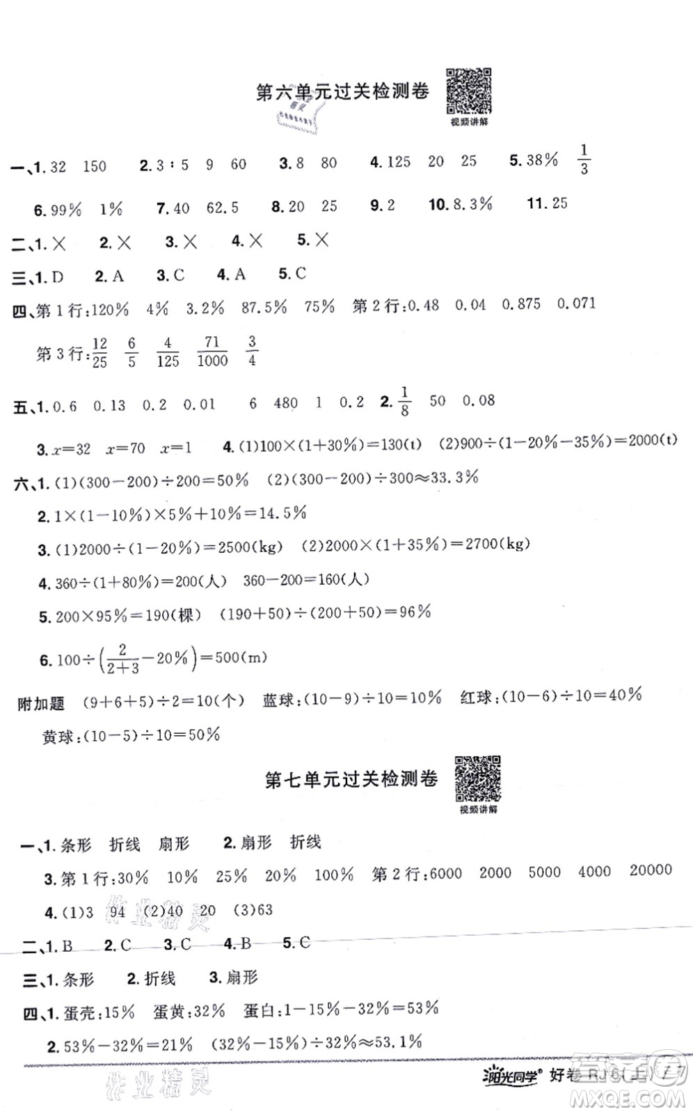 江西教育出版社2021陽(yáng)光同學(xué)一線名師全優(yōu)好卷六年級(jí)數(shù)學(xué)上冊(cè)RJ人教版答案