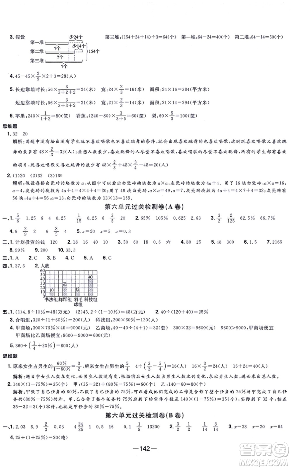 江西教育出版社2021陽光同學(xué)一線名師全優(yōu)好卷六年級數(shù)學(xué)上冊SJ蘇教版答案