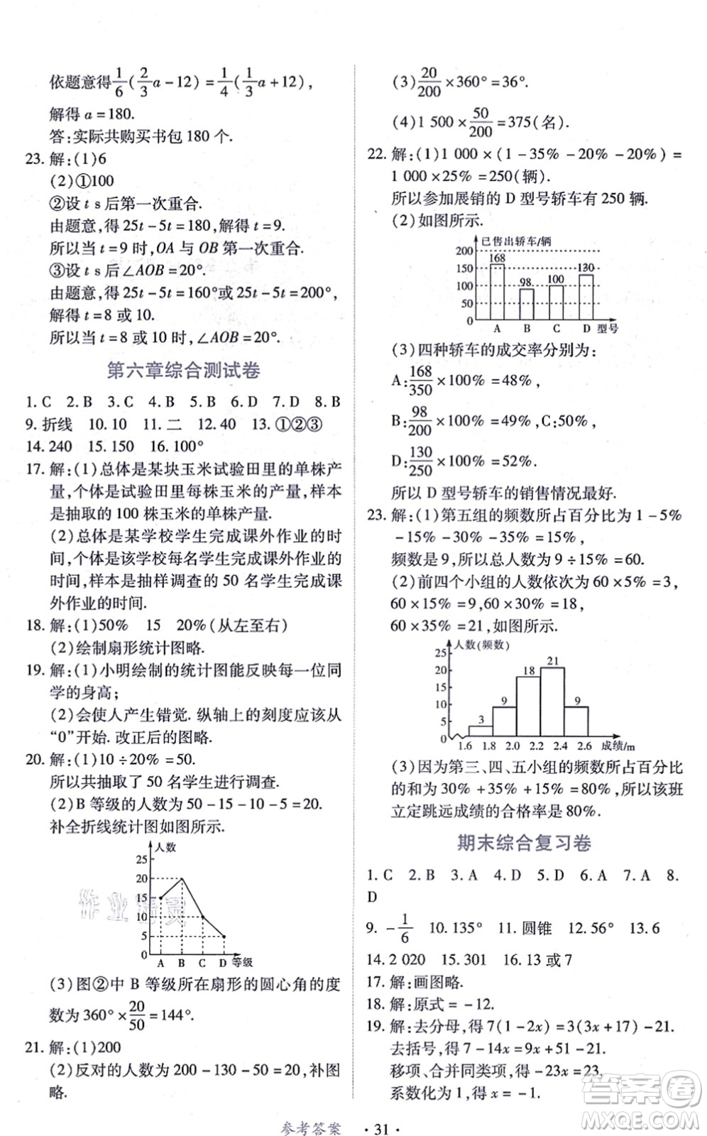 江西人民出版社2021一課一練創(chuàng)新練習(xí)七年級(jí)數(shù)學(xué)上冊(cè)北師大版答案