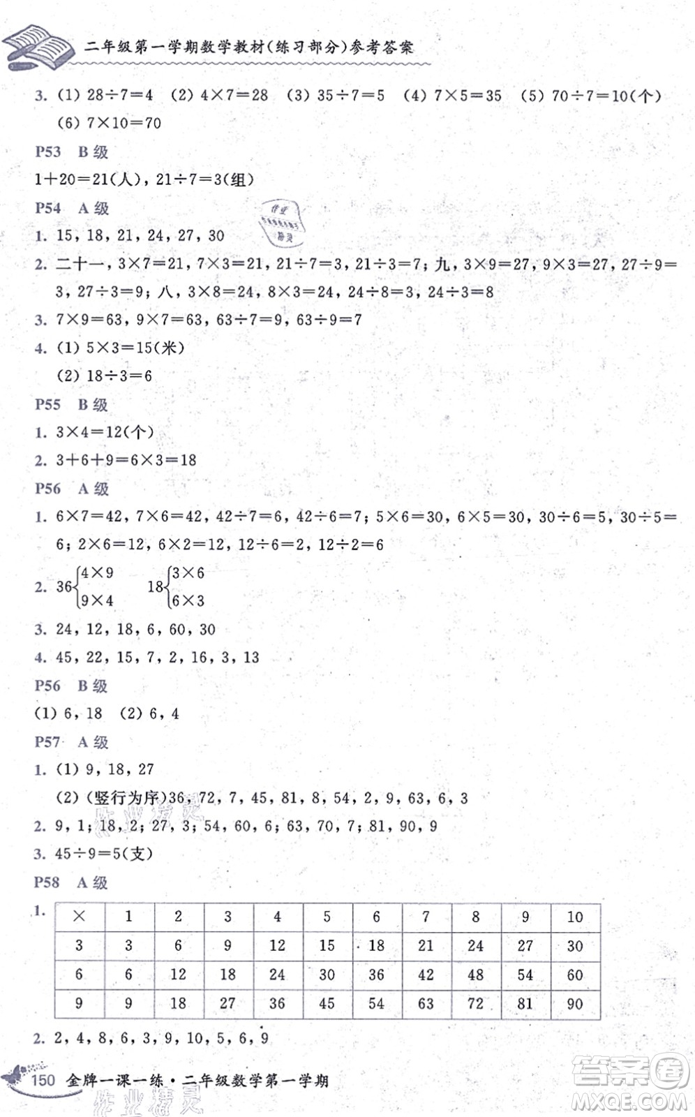 中西書(shū)局2021我能考第一金牌一課一練二年級(jí)數(shù)學(xué)上冊(cè)滬教版五四學(xué)制答案