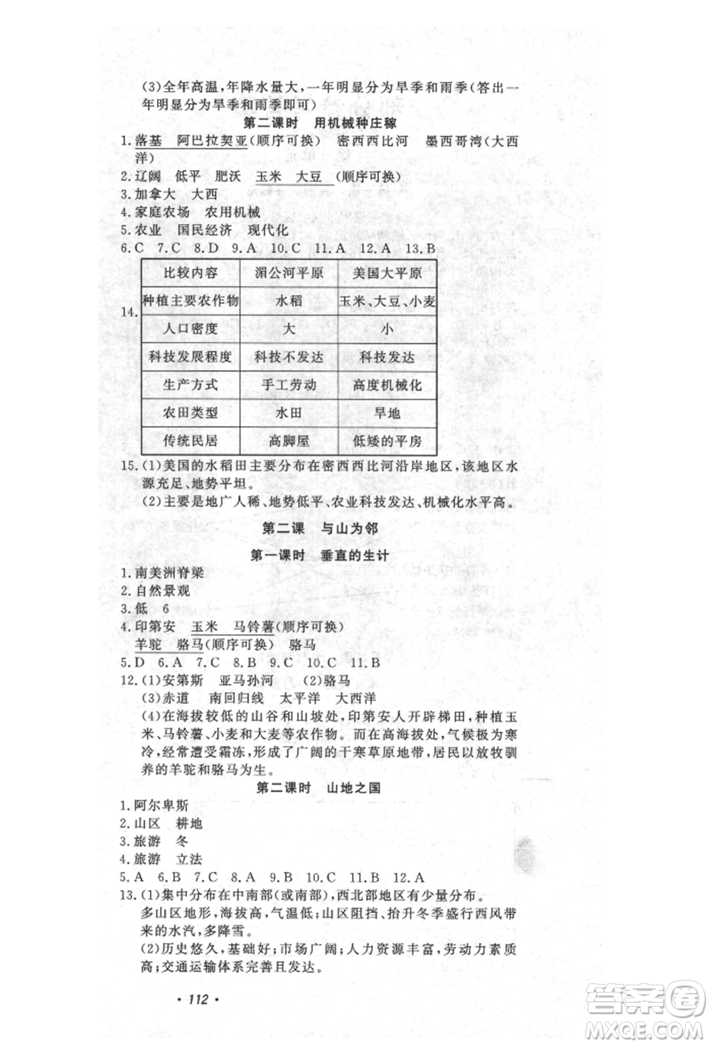 花山文藝出版社2021學(xué)科能力達(dá)標(biāo)初中生100全優(yōu)卷七年級(jí)地理上冊(cè)人教版參考答案