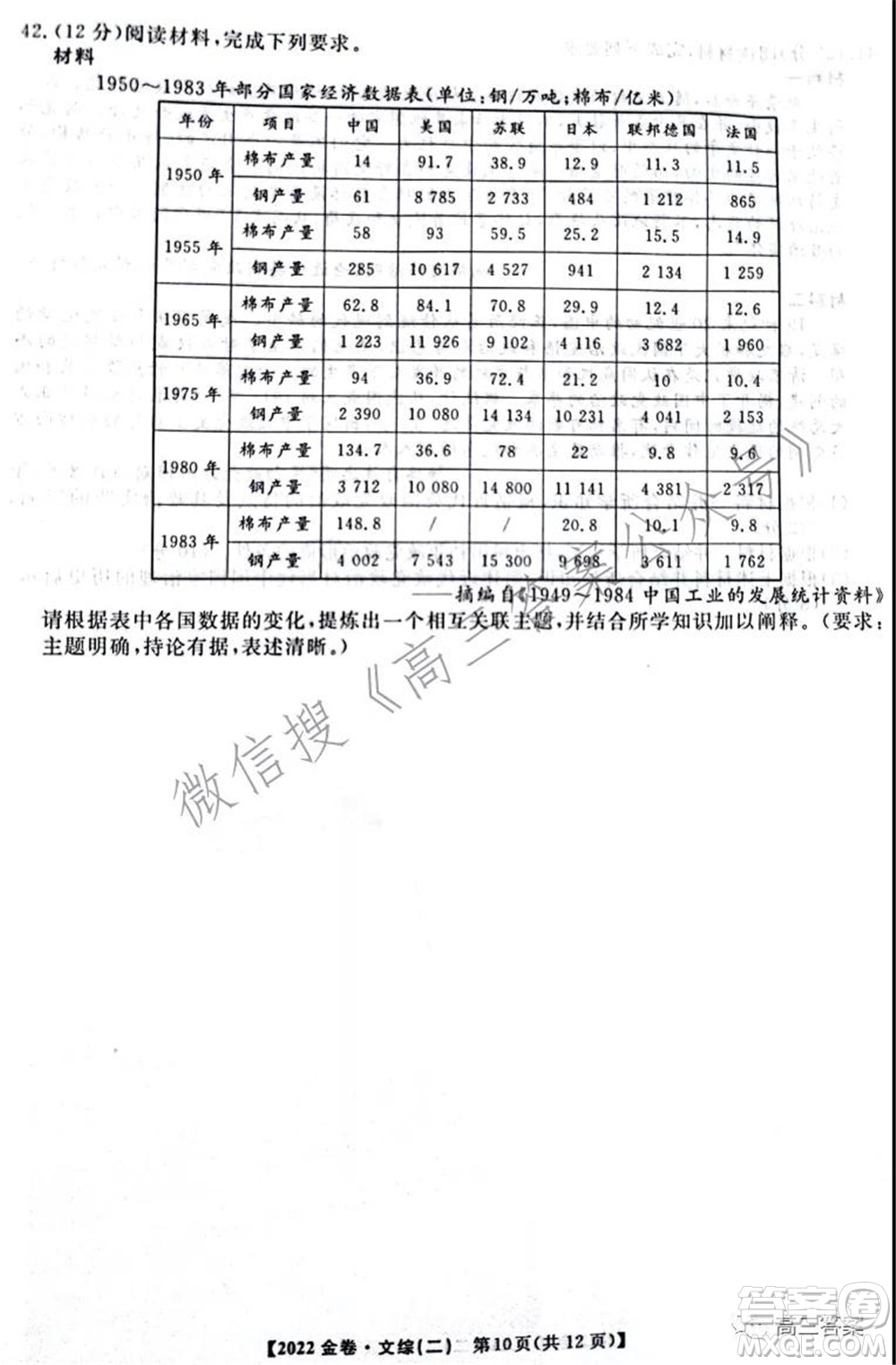 2022年普通高等學(xué)校招生全國(guó)統(tǒng)一考試金卷二文科綜合試題及答案