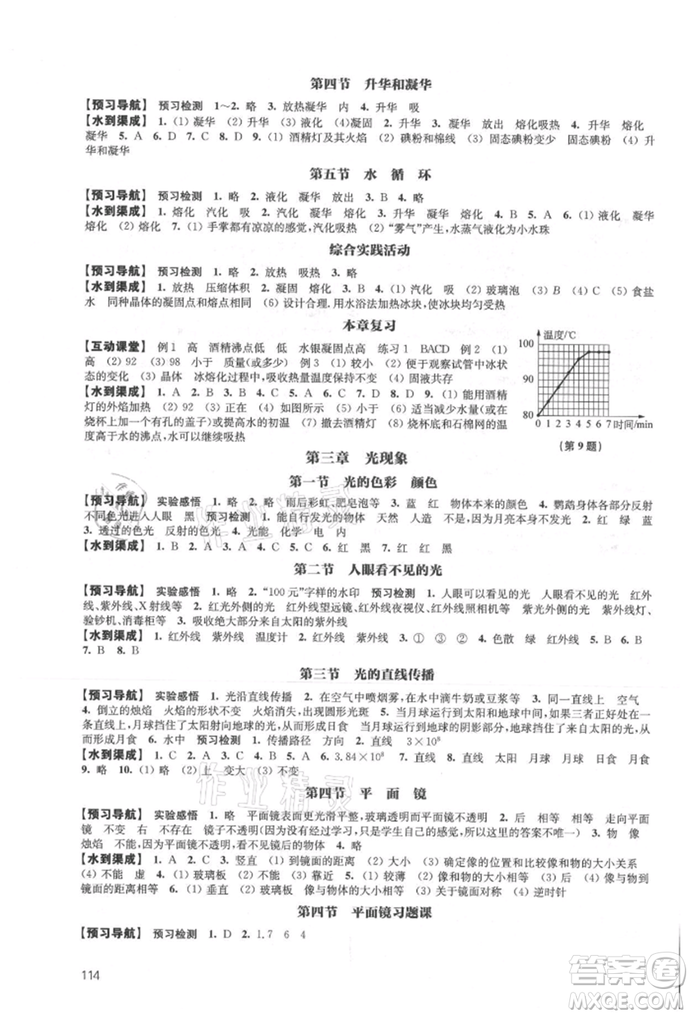 江蘇鳳凰教育出版社2021鳳凰數(shù)字化導(dǎo)學(xué)稿八年級物理上冊蘇科版參考答案