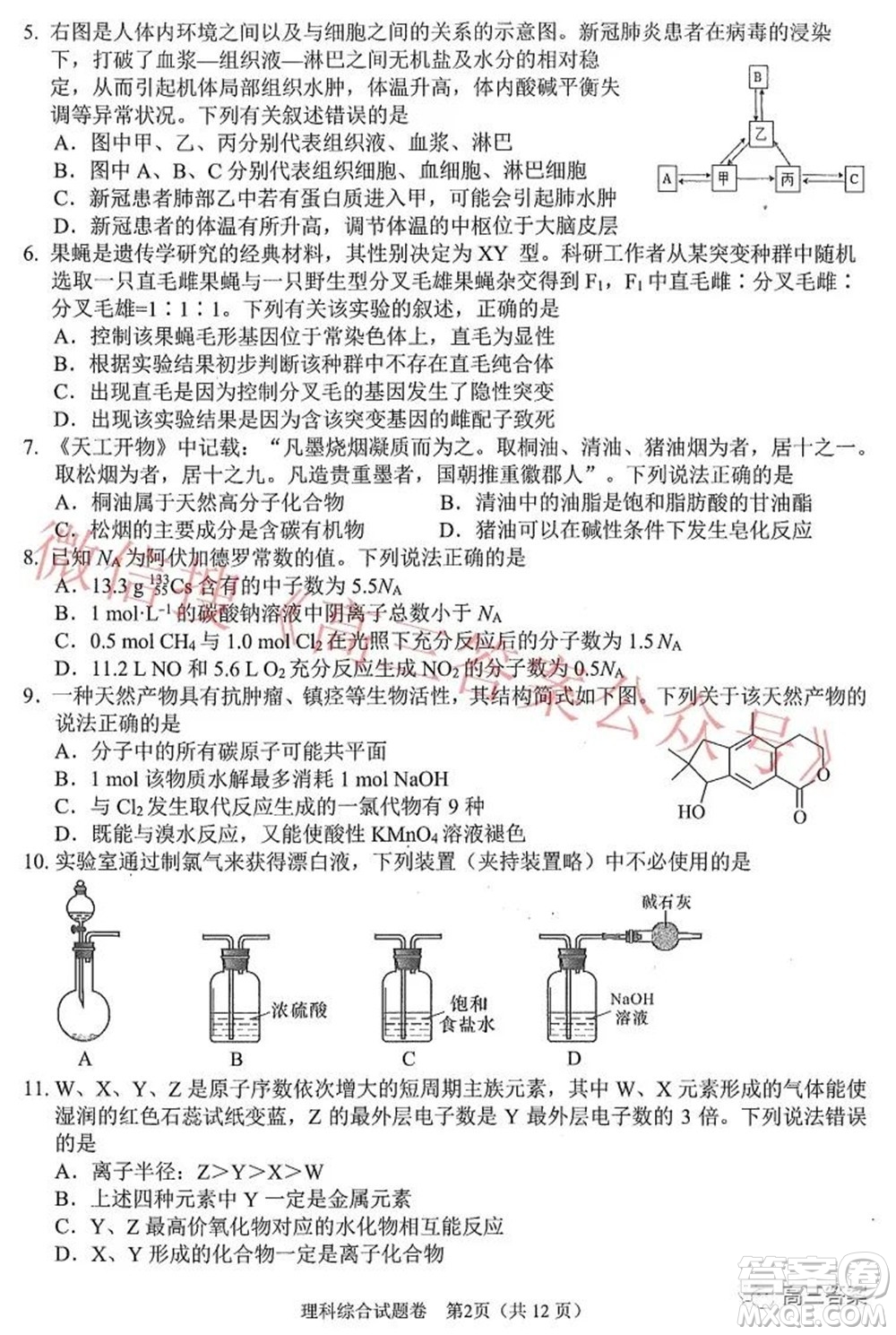 綿陽市高中2019級第二次診斷性考試理科綜合試題及答案